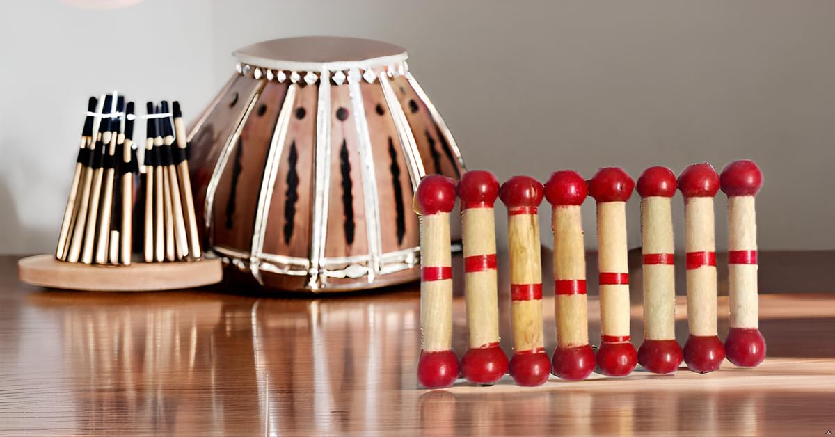 BHAVICREATION -Handmade 8 WOODEN Tabla Bayan Gatta WITH 1 Tabla Hook for pulling tabla strap (hook with gatta) - Image 9 thumbnail