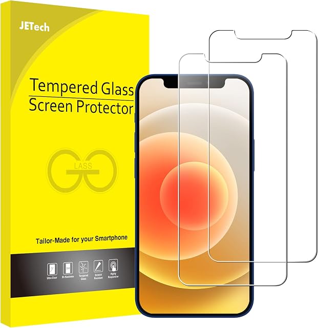 JETech Screen Protector for iPhone 12/12 Pro 6.1-Inch, Tempered Glass Film, 2-Pack