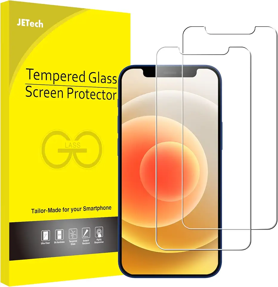 JETech Screen Protector for iPhone 12/12 Pro 6.1-Inch, Tempered Glass Film, 2-Pack