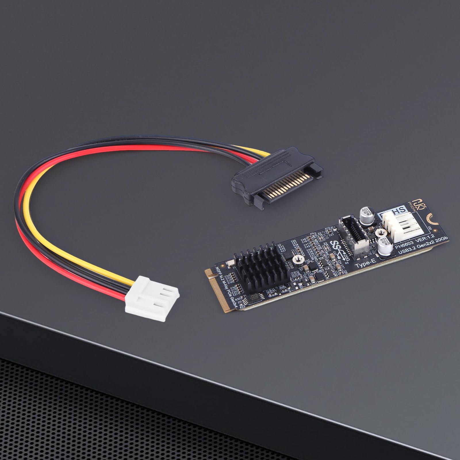 M2 PCIe NVMe auf Typ E Erweiterungskarte 20 Gbit/s USB 3.2 Frontplattenadapter for Desktop-PC