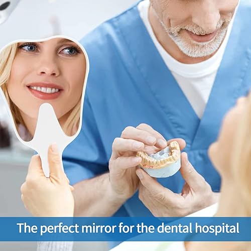 Miniatura 5 de Espejo de mano en forma de diente  regalo de higienista dental, colgante, 9.8 pulgadas de largo x 5.3 pulgadas de ancho