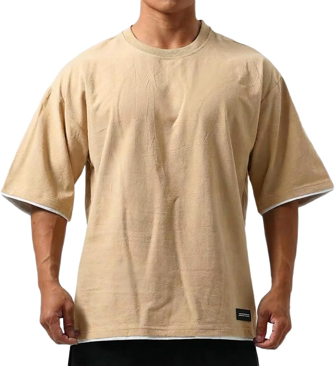 Mens Oversize Loose Hip-hop Shirts Plus Size Shirts Half Sleeve Workout Gym Sweatshirts for Men T83
