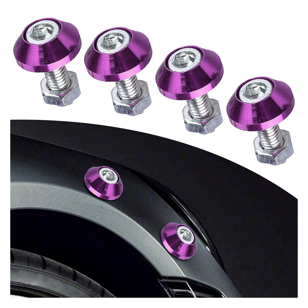 YoRise 4PCS Car License Plate Screws Aluminum Alloy Anti Theft M6 Screws Motorcycle License Plate Frame Fastener Accessories