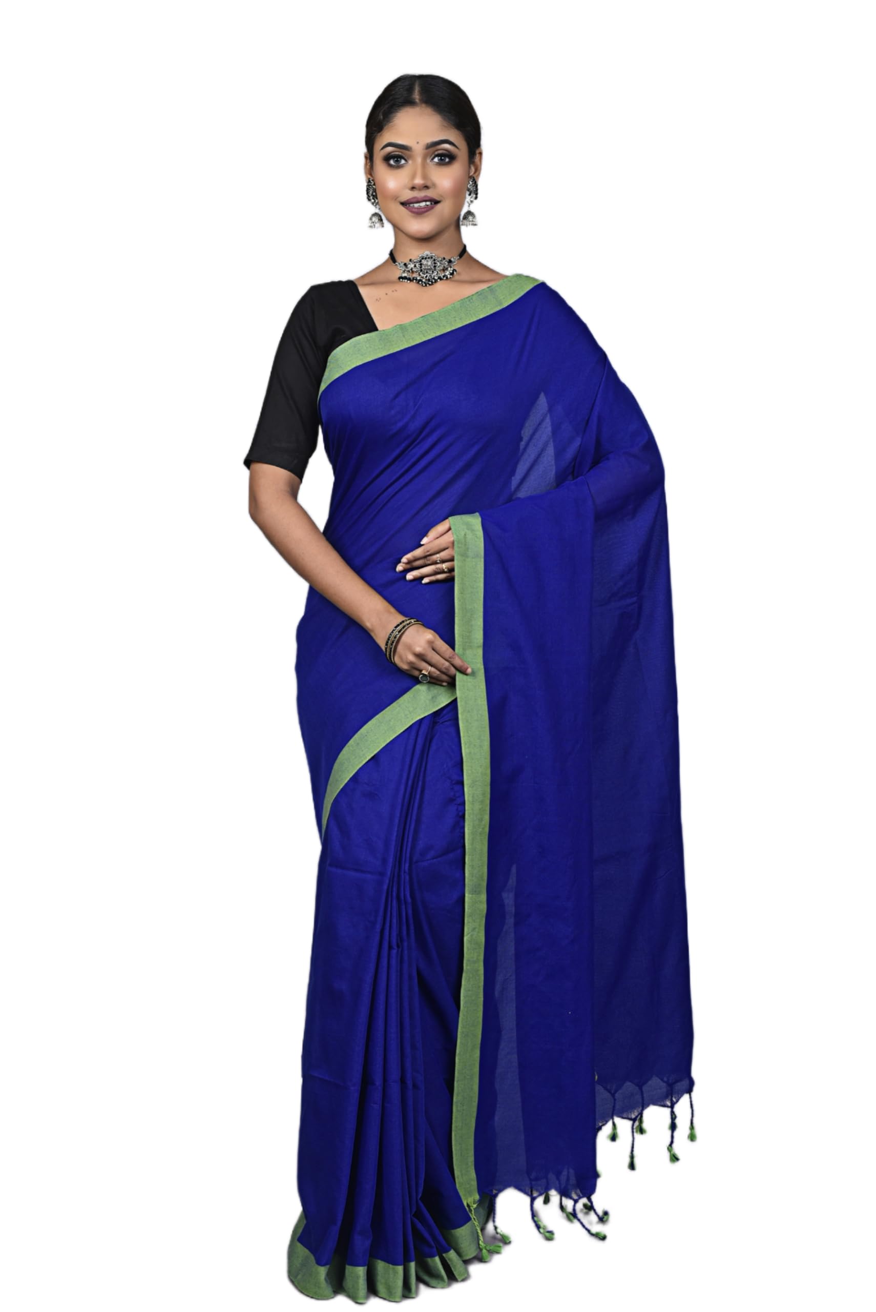 Laxmi HandloomWomen's Traditional Bengal Handloom Pure Cotton Plain Saree