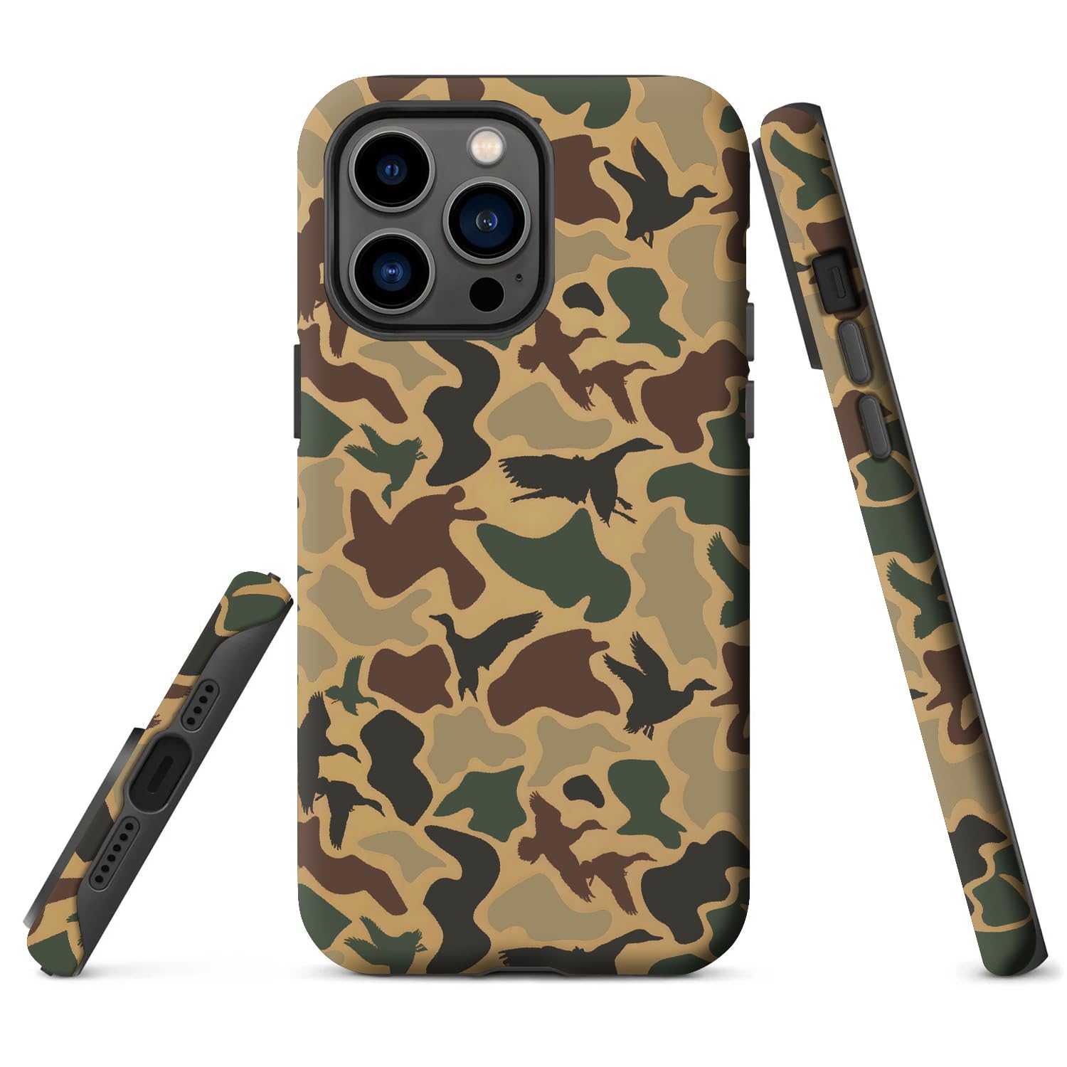Generic Case Compatible with iPhone 16 Pro,Camo Camouflage Duck Phone Case for Men Girls Boy Kids Women,Dual-Layer Hard Shell Silicone Cover