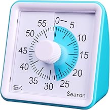 Visual Timer for Kids Autism Teacher - Searon Kids Countdown Timer Silent 60 Minute Countdown Clock Optional Alarm Soud for Teacher Classroom Meeting Kids Children Adults