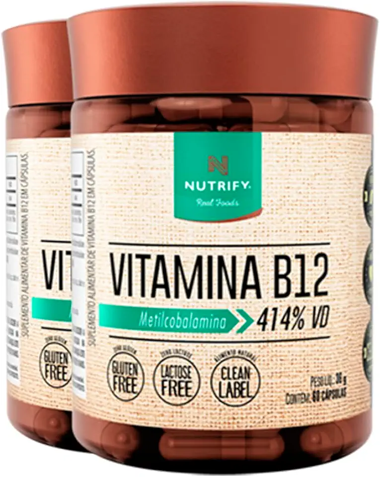 Kit 2 Vitamina B12 Metilcobalamina Nutrify 60 Cápsulas