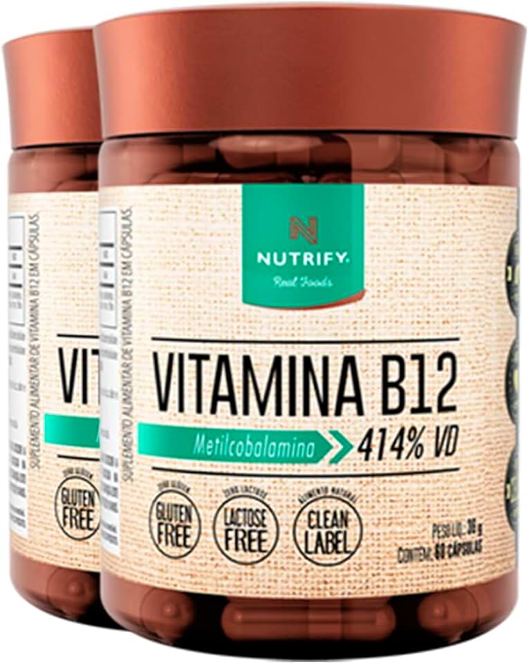 Kit 2 Vitamina B12 Metilcobalamina Nutrify 60 Cápsulas