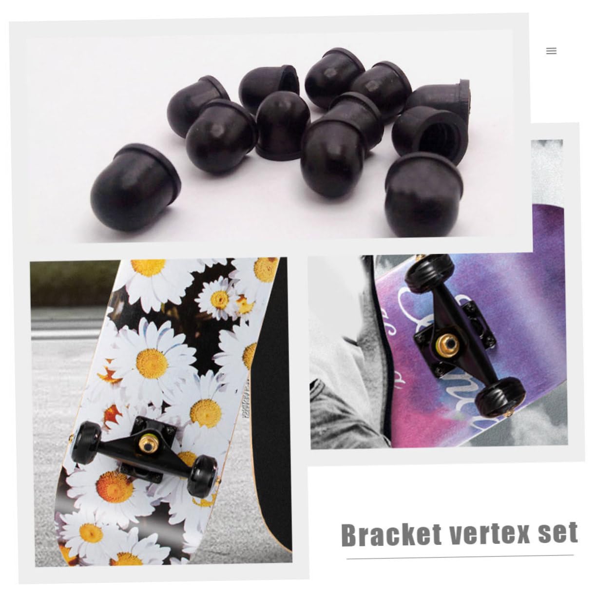BESPORTBLE Alfombrilla para Cuenco para monopatín Tazas de pivote de Longboard Copas de pivote de patineta Soporte de Tabla de Skate Accesorios de Skate Casquillos de Huesos PU