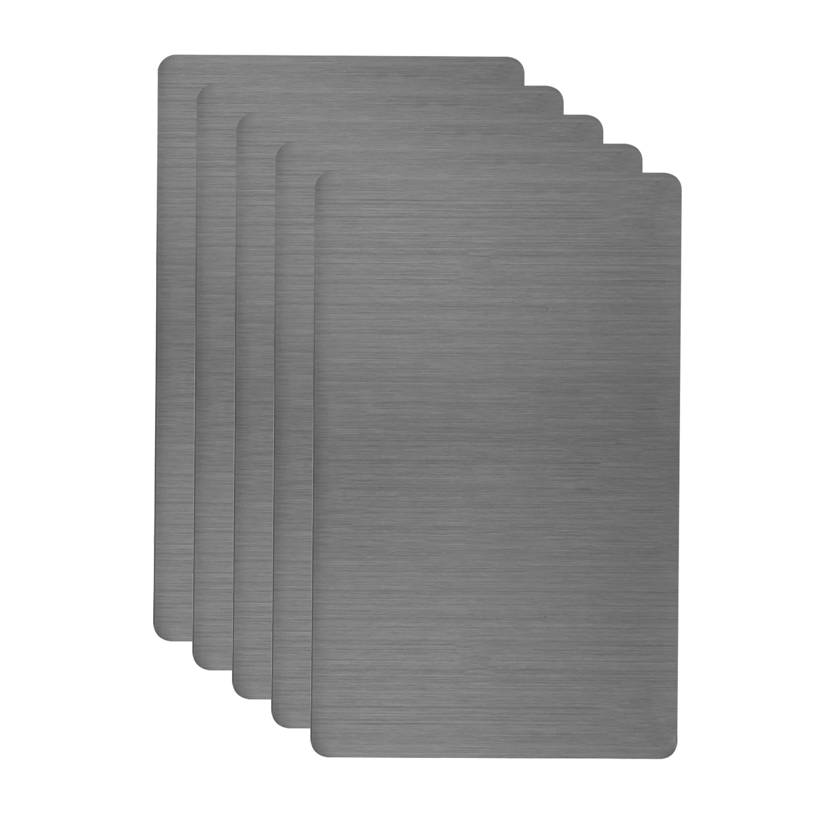 sourcing map 5pcs Metal Business Card Blanks, 80mm x 50mm x 0.4mm Stainless Steel Engraved Metal Business Visiting Name Cards for House Office DIY Gift Invitation(Black, Brushed)