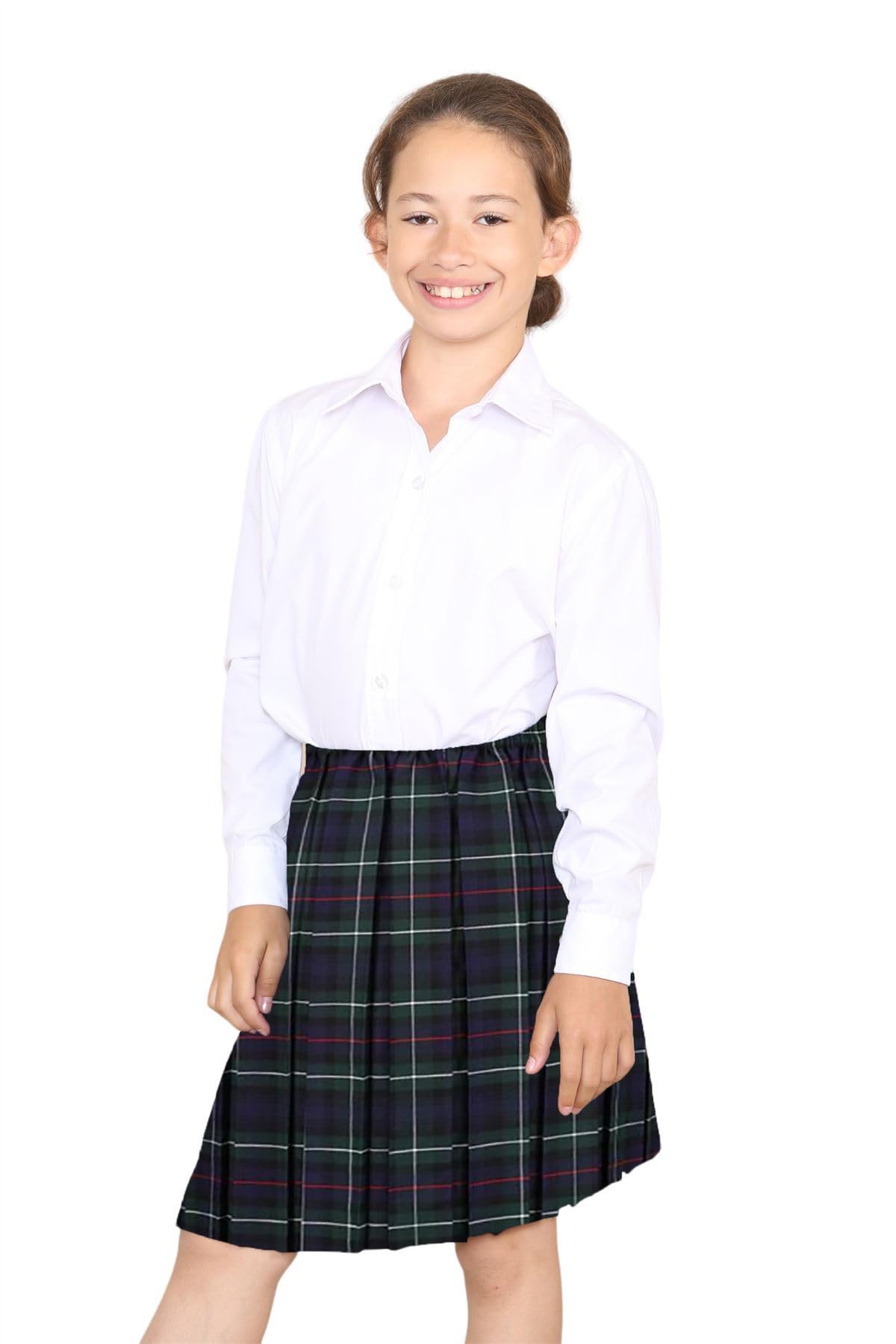 Gonna scolastica a pieghe per ragazze, tinta unita, lunghezza al ginocchio, per uniforme scolastica per ragazze, gonna a pieghe in vita elasticizzata a tutto tondo, in tartan, estiva
