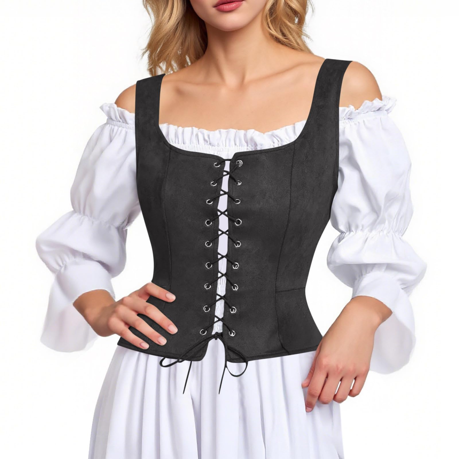 Ceinture Corset Rétro Vintage Pour Femmes-Corset Top Femmes Gothique-Costume Medieval Femme Fermeture À L'Avant Avec Lacets-Bustier Femme Chic Et Elegant Pour Robes De Soirée Et Habillage