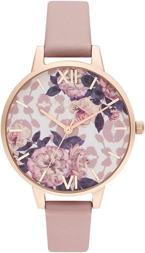 Olivia Burton Analogue Quartz Watch for Women with Blush Vegan Leather Strap - OB16LP03