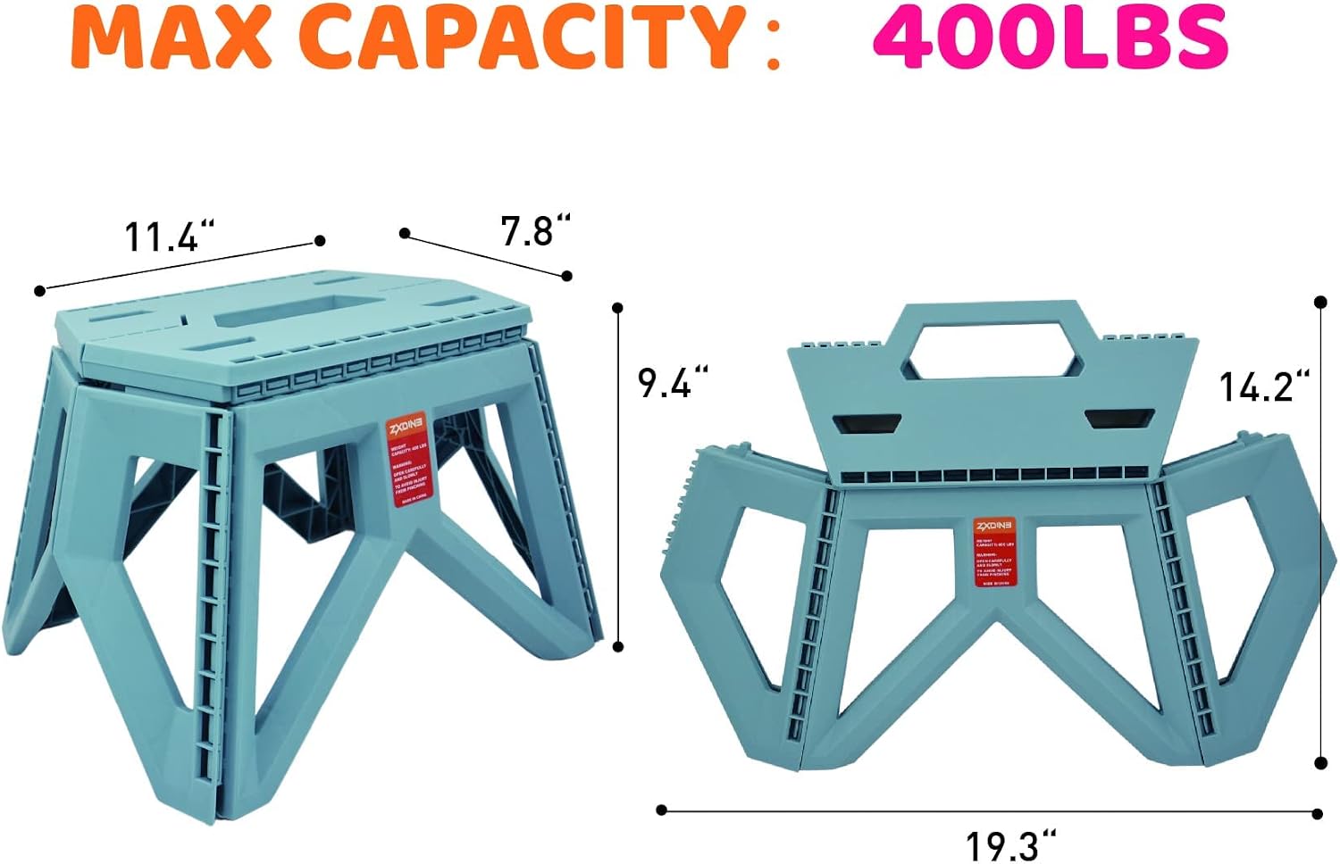 Folding Step Garden Stool for Seniors Sitting Outdoor Indoor Use | Anti-Slide & Non-Slip Design | Light Weight Heavy Duty Hold up to 400Lbs | Babyblue