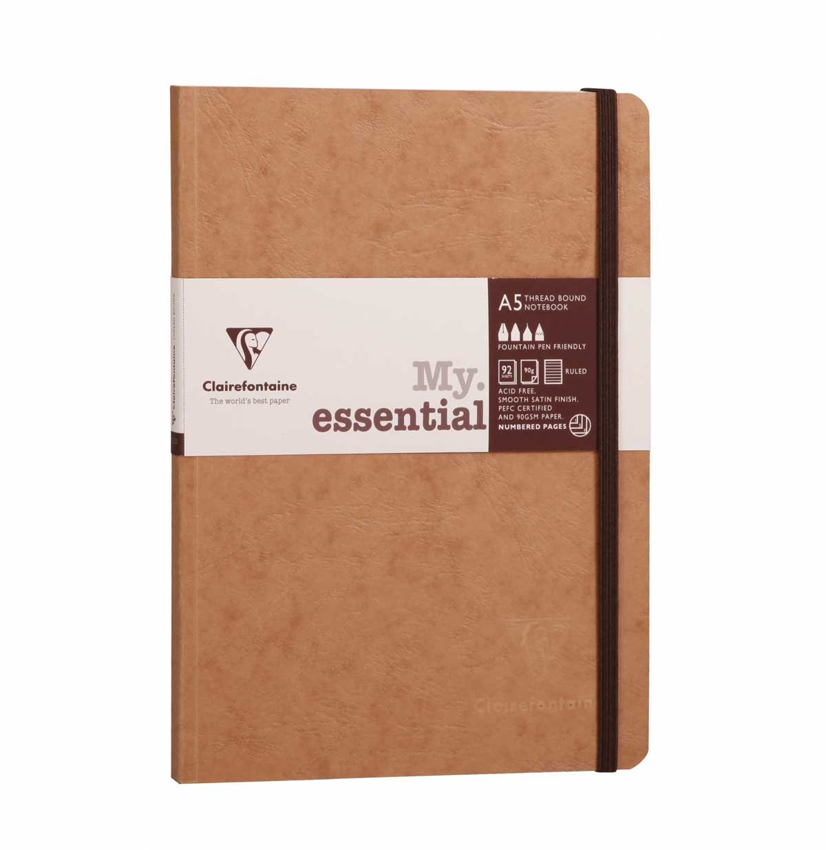 Clairefontaine 'Age Bag' Thread-Bound Notebook, A5, Lined, 192 Pages - Brown