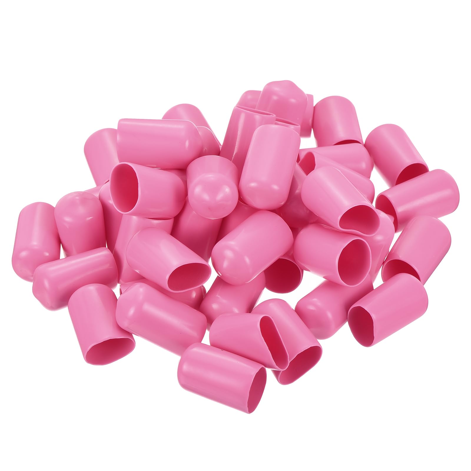 uxcell 100pcs Rubber End Caps 12mm(1/2 inch) ID Vinyl PVC Round Tube Bolt Cap Cover Screw Thread Protectors Pink