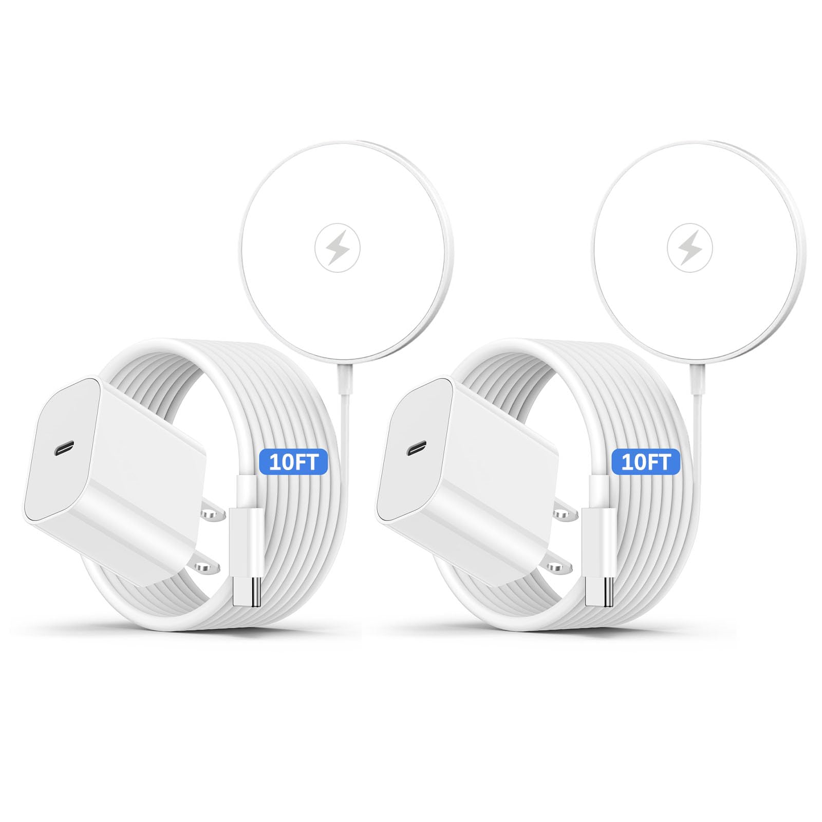 [Apple MFi Certified] Magnetic Wireless Charger for iPhone,2Pack 10FT Mag-Safe Fast Wireless Charging Pad 15W&USB C Charger Block for Apple iPhone 17 Pro Max/17 Pro/16 Pro Max/15 Plus,AirPods Pro 3/2