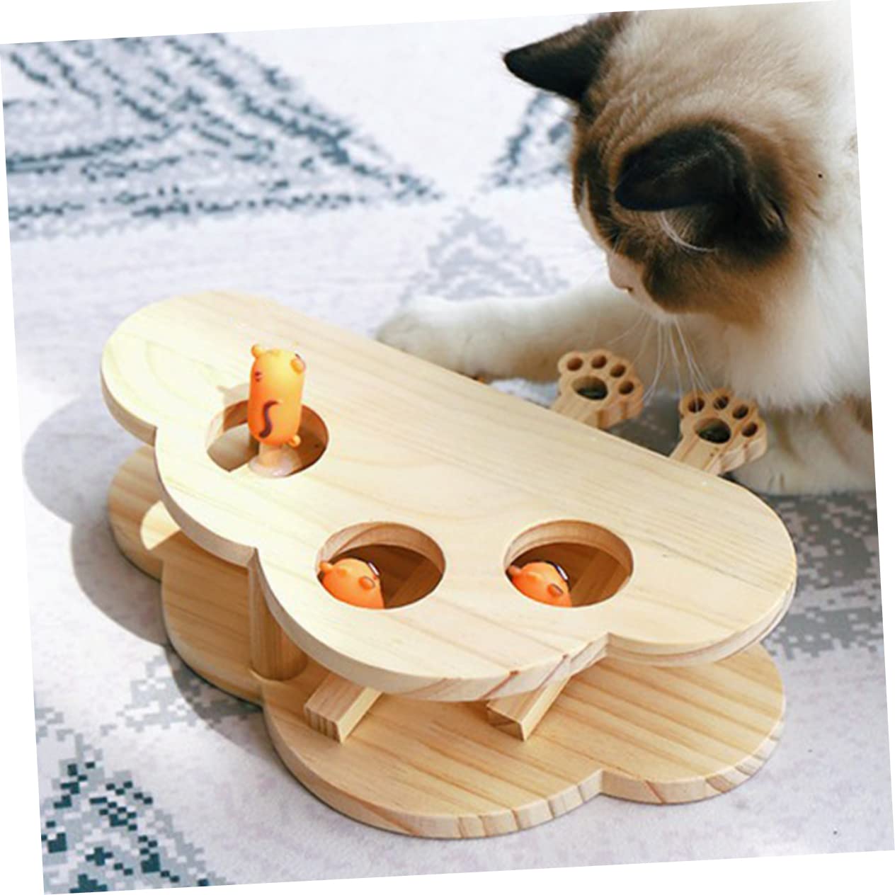 TOYANDONA Holz Katzenspielzeug Mäusespiel Mit Glatter Oberfläche Interaktiv Für Haustiere Katzenminzenspielzeug