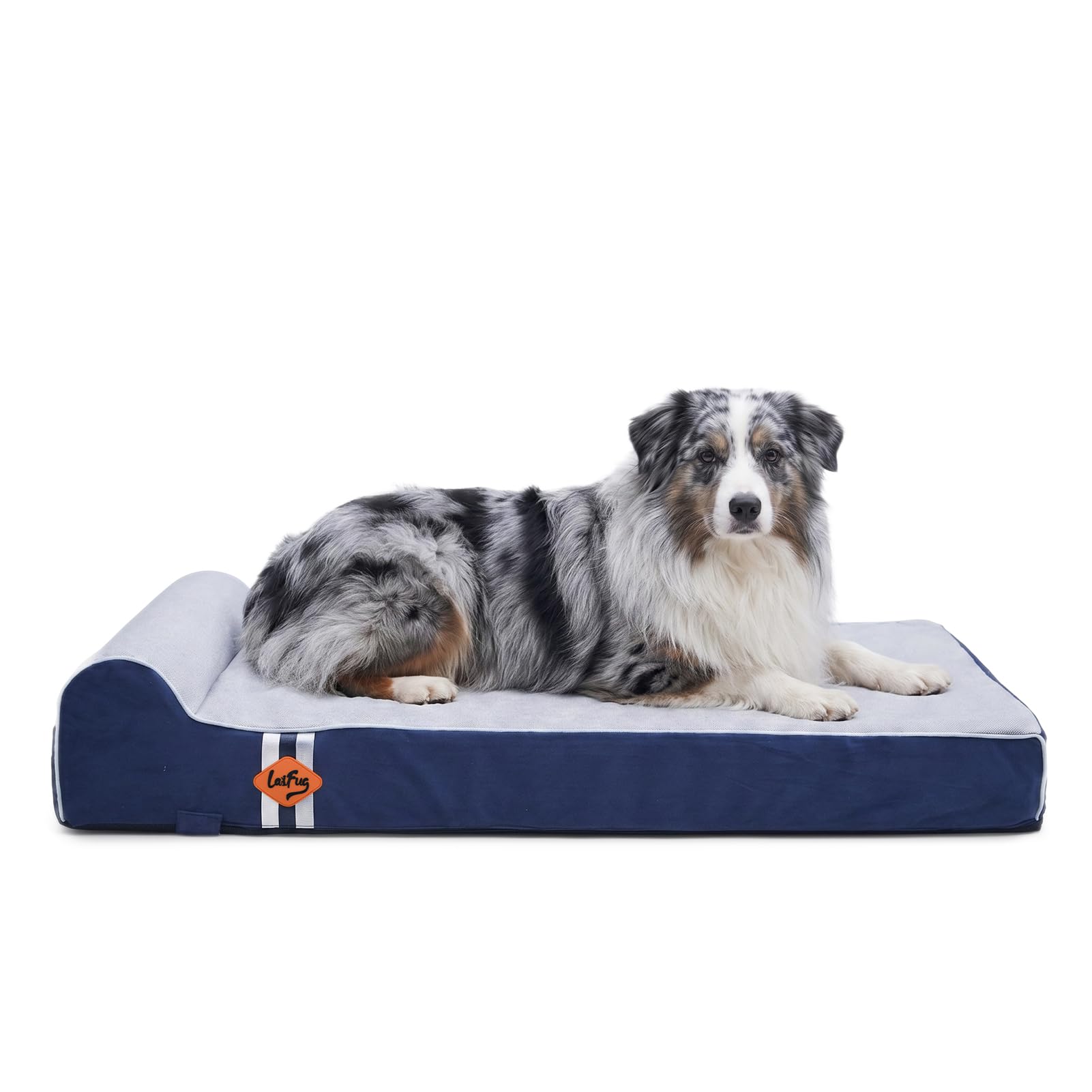 Laifug Orthopedic Memory Foam Extra Large Dog Bed with Pillow and Durable Water Proof Liner &amp; Removable Washable Cover &amp; Smart Design (Large (40"x25"x5.5"), Slate Blue)