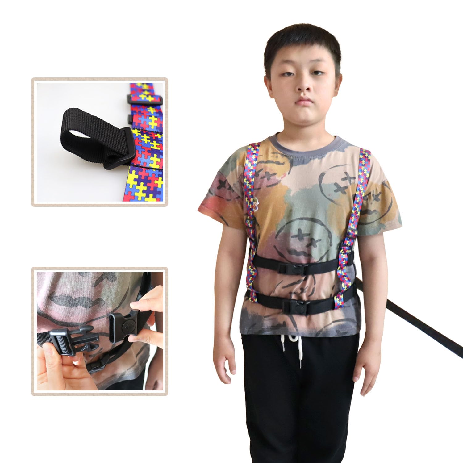 pinklilycare Walking Harness for Older Children with Quick Grab Handle and Adjustable Tether for Autism Special Needs ADHD Safety Teens Harness Autism Awareness Straps