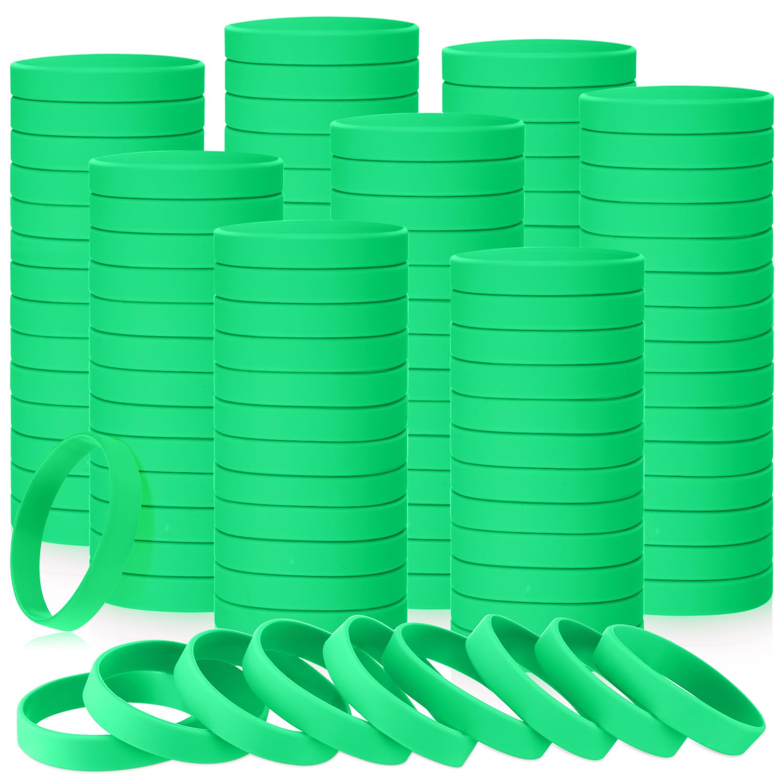 Liliful 50 Pcs Silicone Wristbands Plain Rubber Bracelets | Blank Rubber Bracelets for Events Sports, Comfortable Stretch Bands for Women Men, Elastic Wristbands for Party Gifts