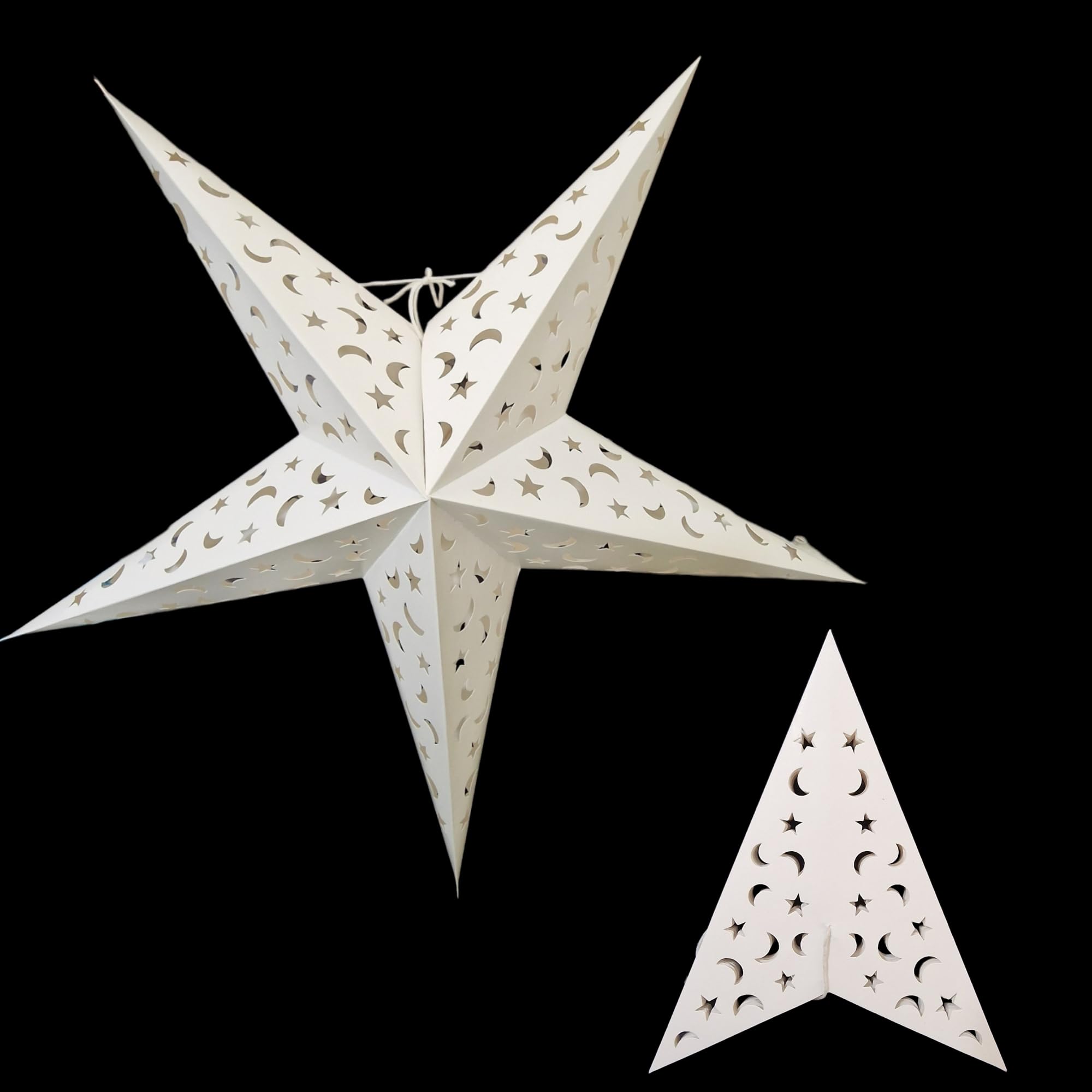 YEPSIO Paper Star Lantern Lampshade Paper Star Light Shades Large 60cm Star Hanging Decorations for Christmas Wedding Home Decoration Party White Moon and Stars