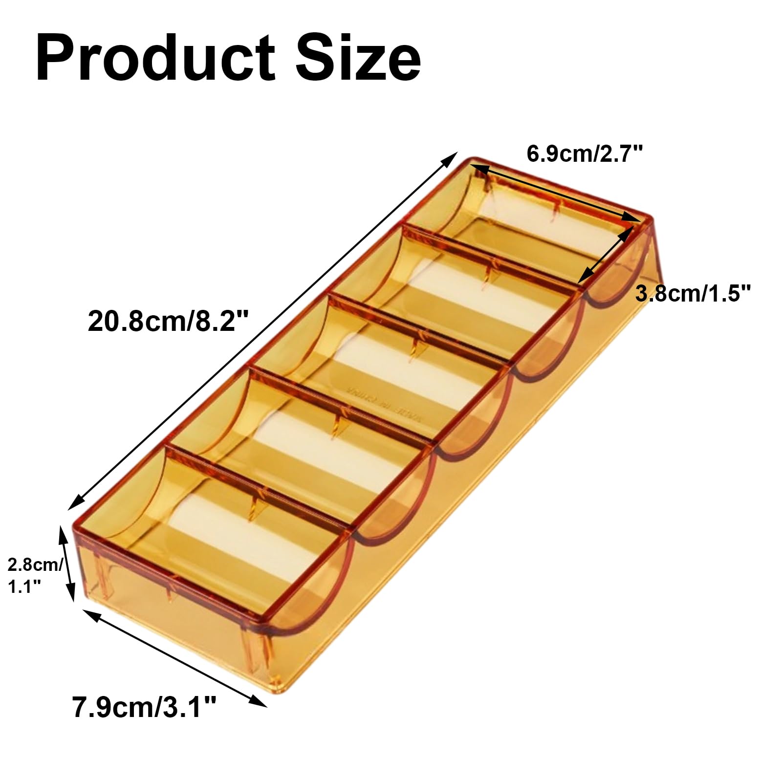 MIFENDUCT 2 Pack Acrylic Poker Chip Tray Racks Casino Chip Holder Desktop Display Case for Blackjack, Texas Hold'em, Parties, Family Game Night - Each Holds 100 Chips (Brown)