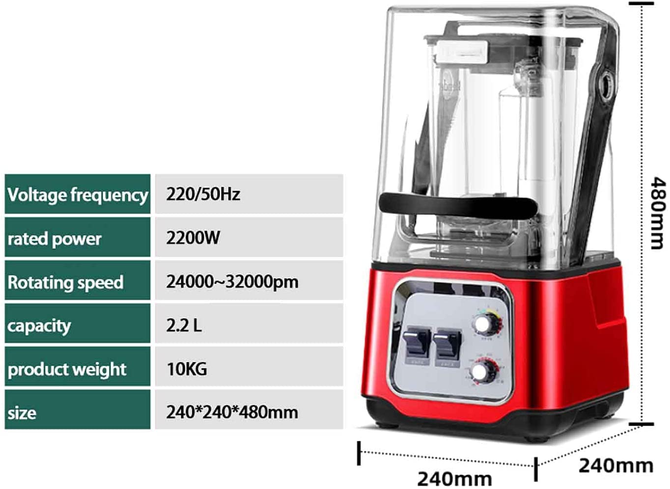 Juce Blender Smoothie Maker, Mélangeur de Cuisine Professionnelle 2200W Magasin de Smoothie Commercial, Couvercle hermétique, Fabricant de Smoothie sans Bar