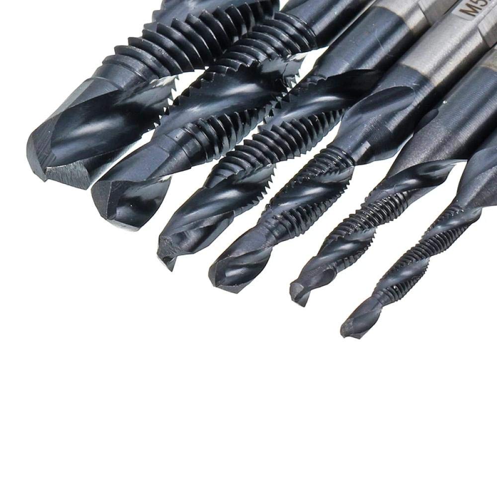 6pcs M3-M10 Combinazione Trapano Bit Set Bit Set HSS-Co Tialn Coated HRC89 1/4 "Shank Debrir CoverSink Bits per la perforazione dell'acciaio 304