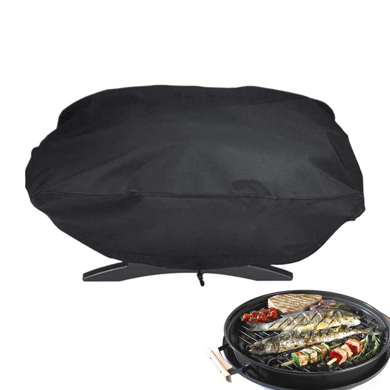 Salyeeluly BBQ Cover,Round Grill Pan Cover | Dustproof Waterproof Storage Wrap for Outdoor Garden Patio, Barbecue Accessory, All Weather Protection