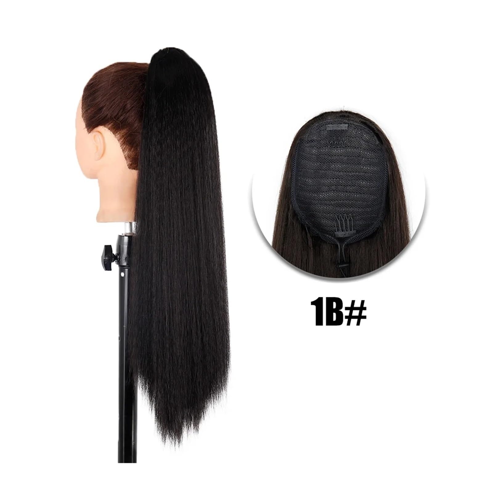 Extension de queue de cheval Extensions de queue de cheval synthétiques Yaki Extensions de cheveux de queue de cheval à cordon droit 24 pouces de long en fibre douce résistante à la chaleur queue de c