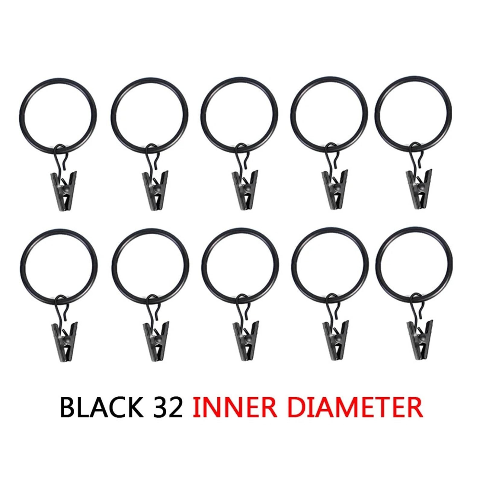 Duschvorhangringe Vorhangringe Clips Dusche Metall Fotos hängen Klemme Stange Clip Kleiderbügel Badezimmer Haken(Black-32mm,50pcs)