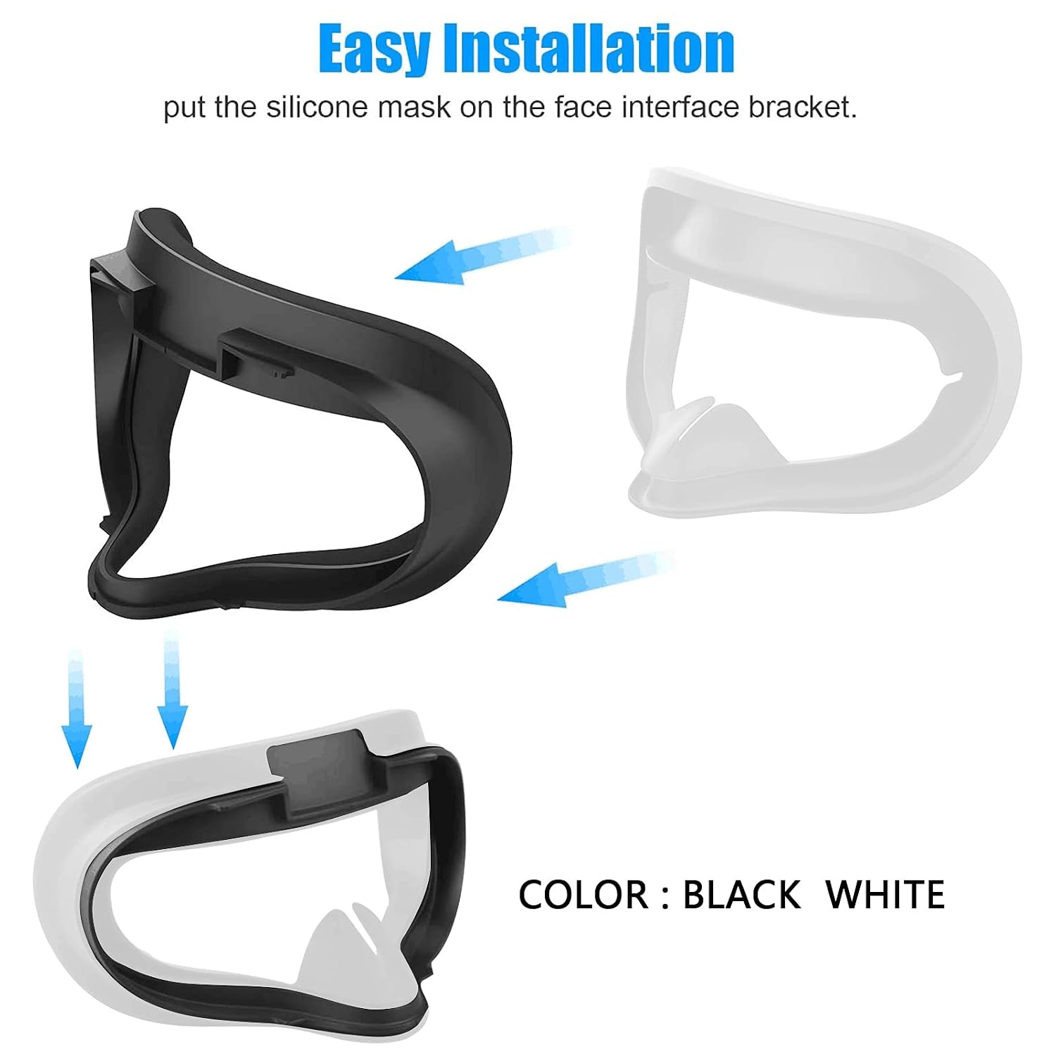 VR Silicone Face Cover for Oculus Quest 2 Headset with Protective Lens Cover Accessories Sweat Proof (Black and White)
