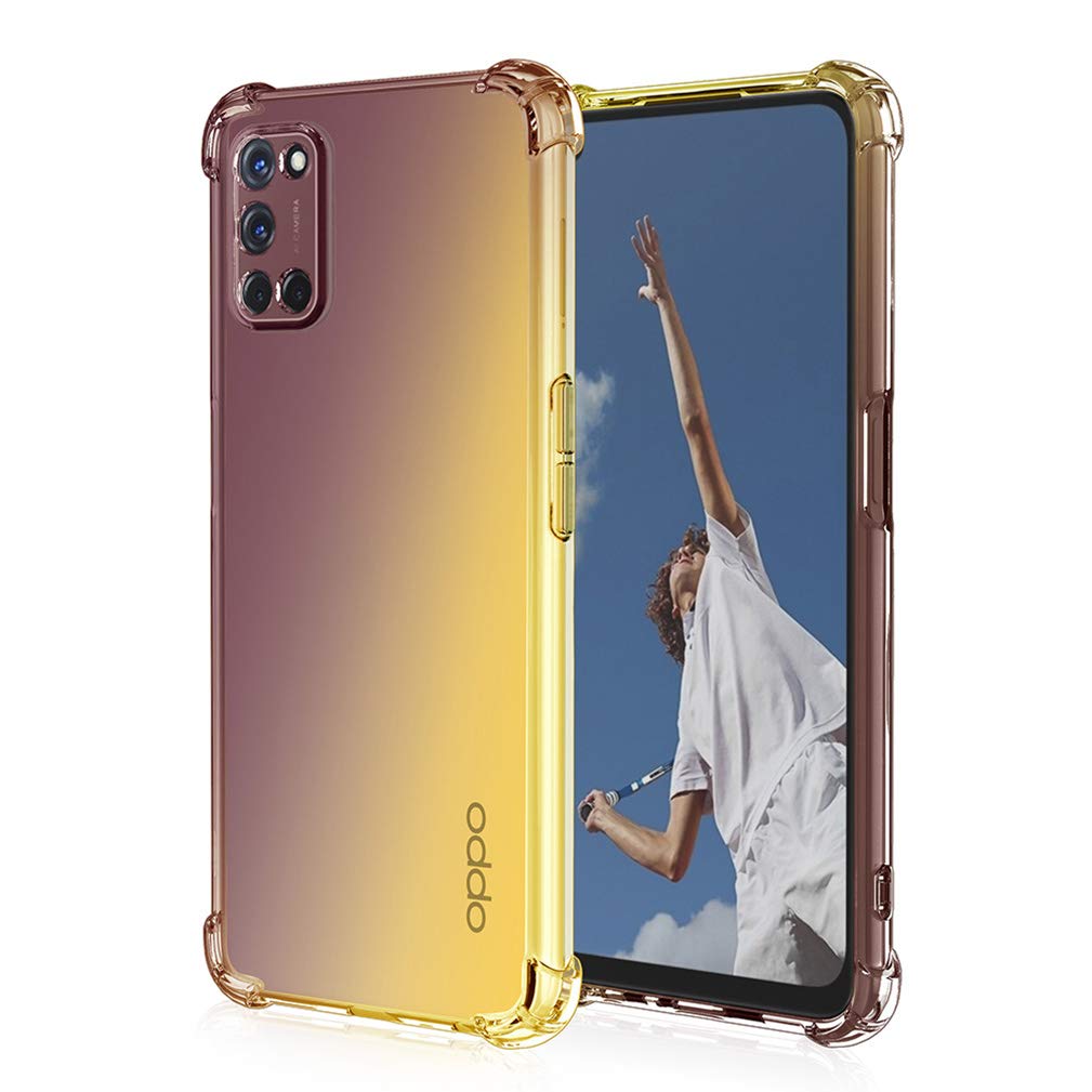 HAOTIAN Cover Per Oppo A52/A72/A92, Custodia Trasparente TPU Antiurto, Angoli Rinforzati, Sottile E Morbida, + 2 Pellicole Vetro Temperato, Colore Oro E Nero - 5