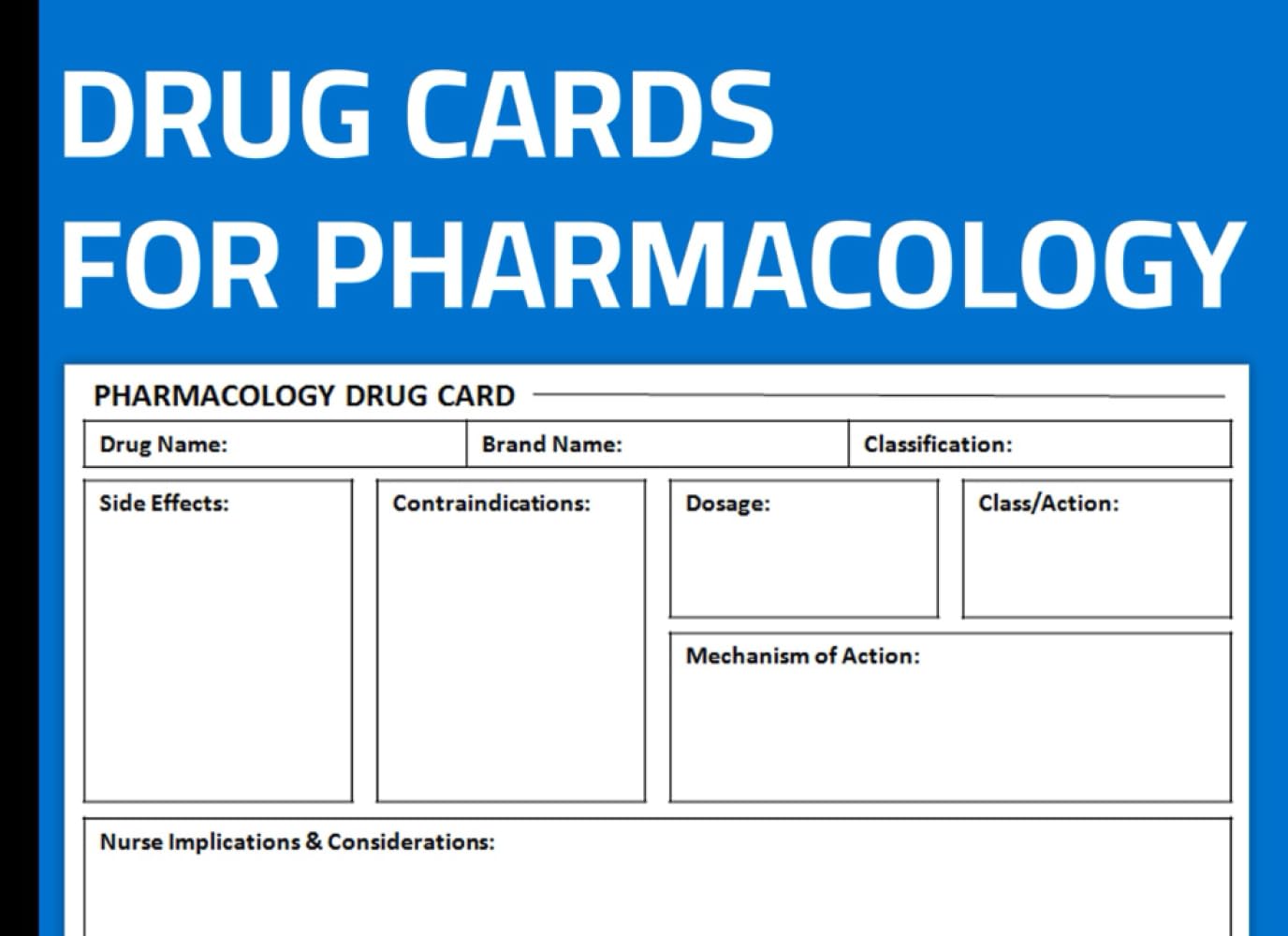 Drug Cards for Pharmacology Nursing Student Drug Card Book