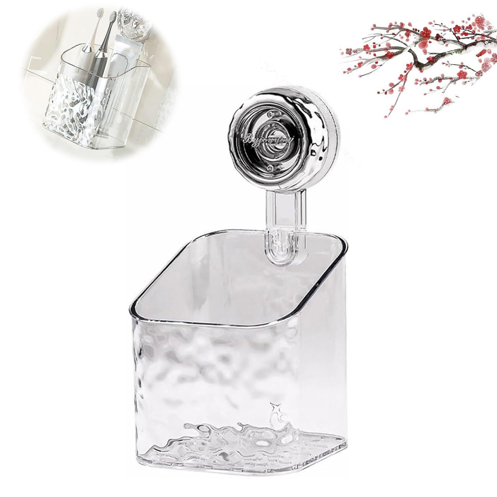 Light Luxury Style Glacier Pattern Suction Cup Shelves Multifunctional Suction Shower Caddy Removable Bathroom Shower Basket Wall Mounted