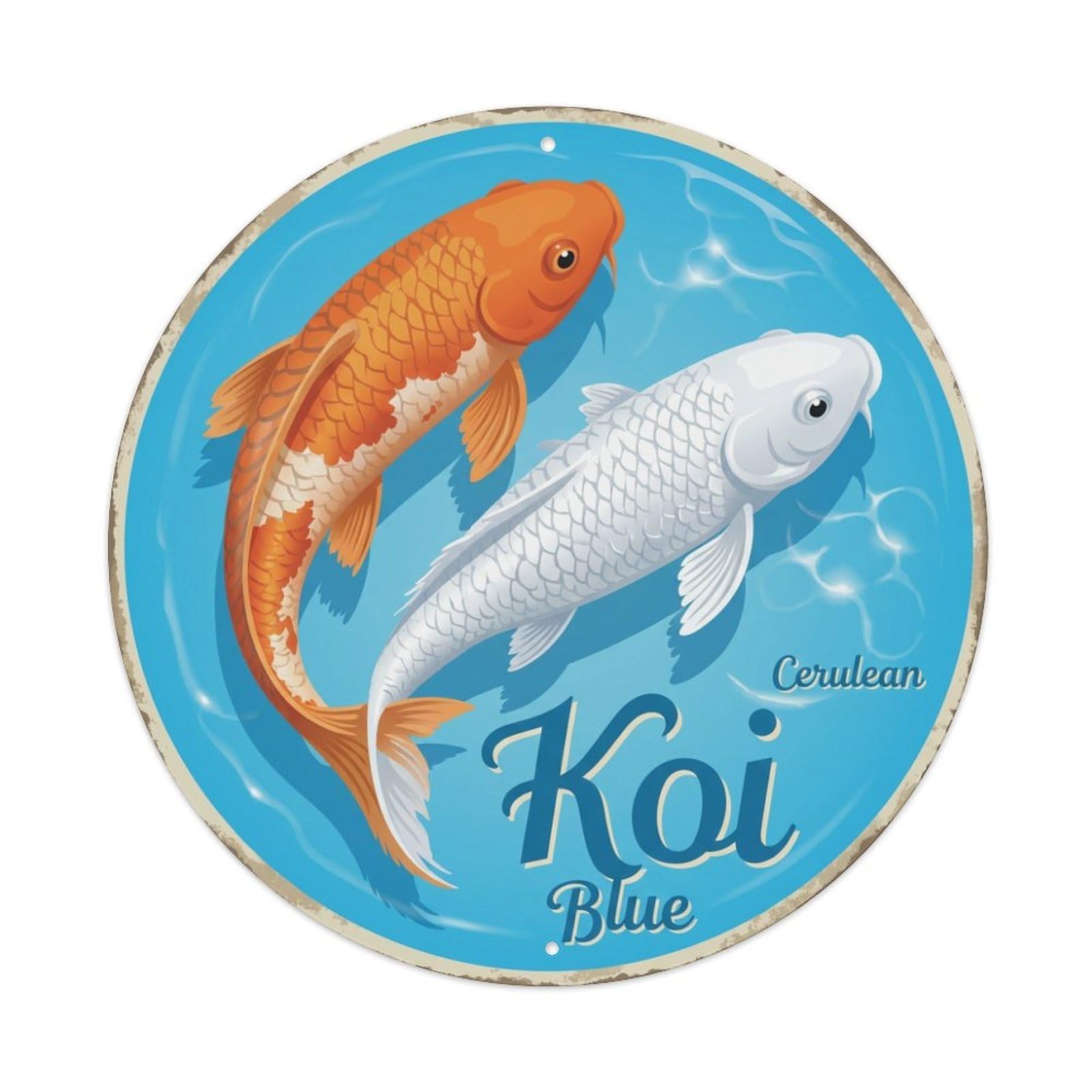 Koi Fish Cerulean Blue Waters Sky Bright Clear Fresh Metal Tin Sign