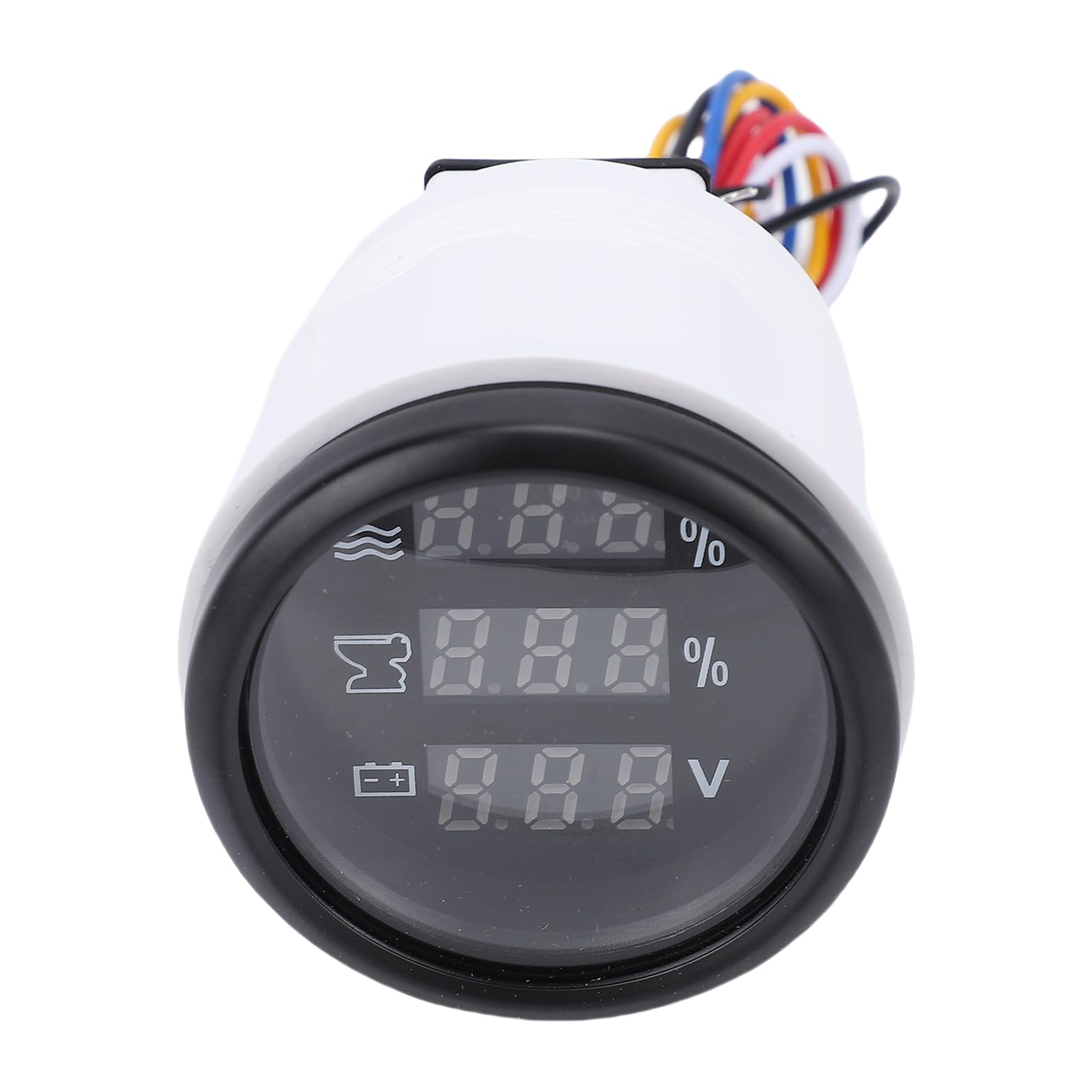 Jauge D'Affichage Numérique de 52 Mm, Compteur Multifonction 3 en 1 pour la Surveillance de la Tension des Eaux Usées du Niveau D'eau, avec Affichage LED Bleu Vif, (Cadran noir Couvercle noir)