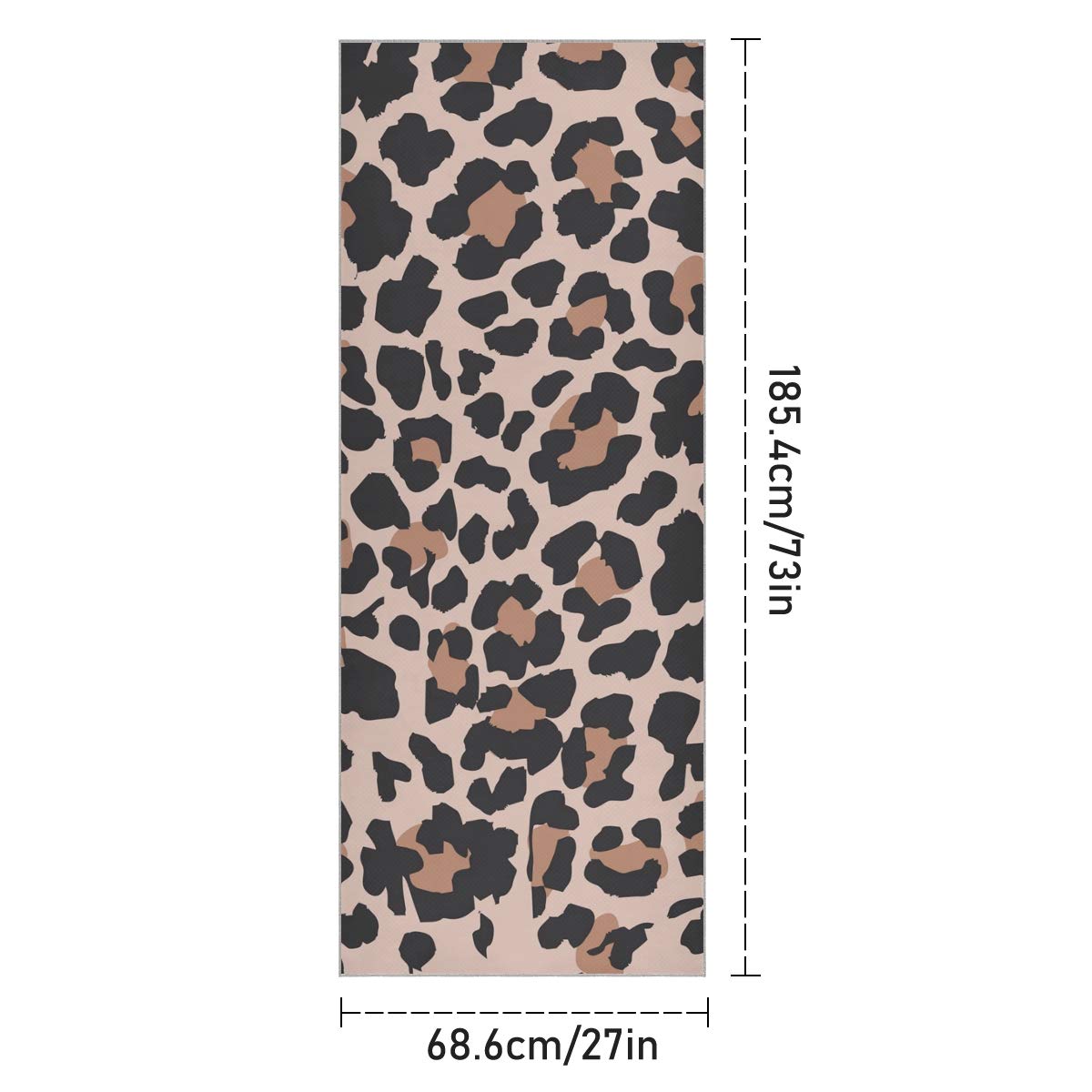 ALAZA Vintage Animal Leopard Pattern Yoga Towel Non Slip Soft Sweat Absorbent Mat Towel for Hot Yoga Exercise Pilates 73x27 Inches