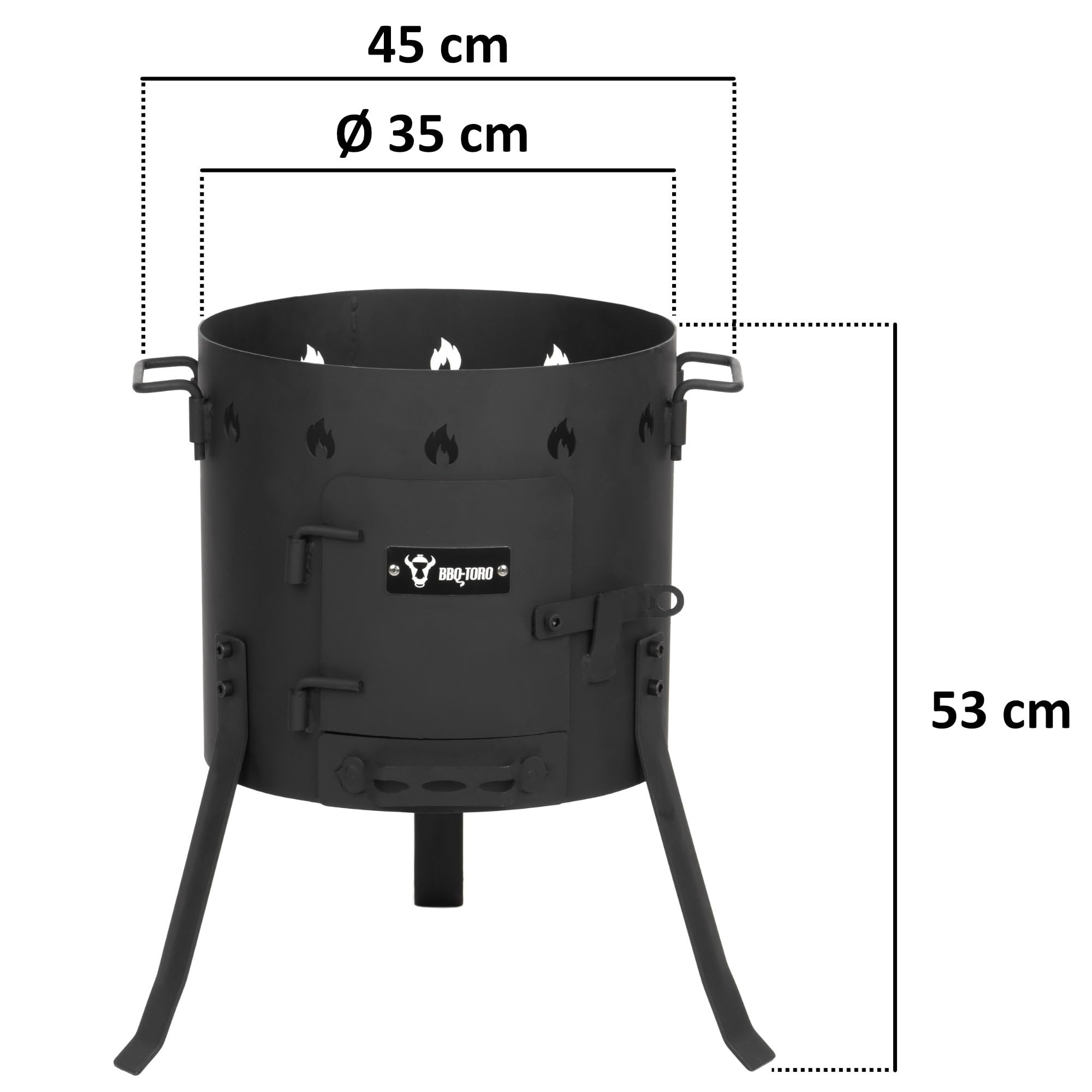 BBQ-Toro Gusseisen Kazan mit Ofen Ø 35 cm 12,1 L Gusstopf Gulaschkessel Feuerkessel Outdoor