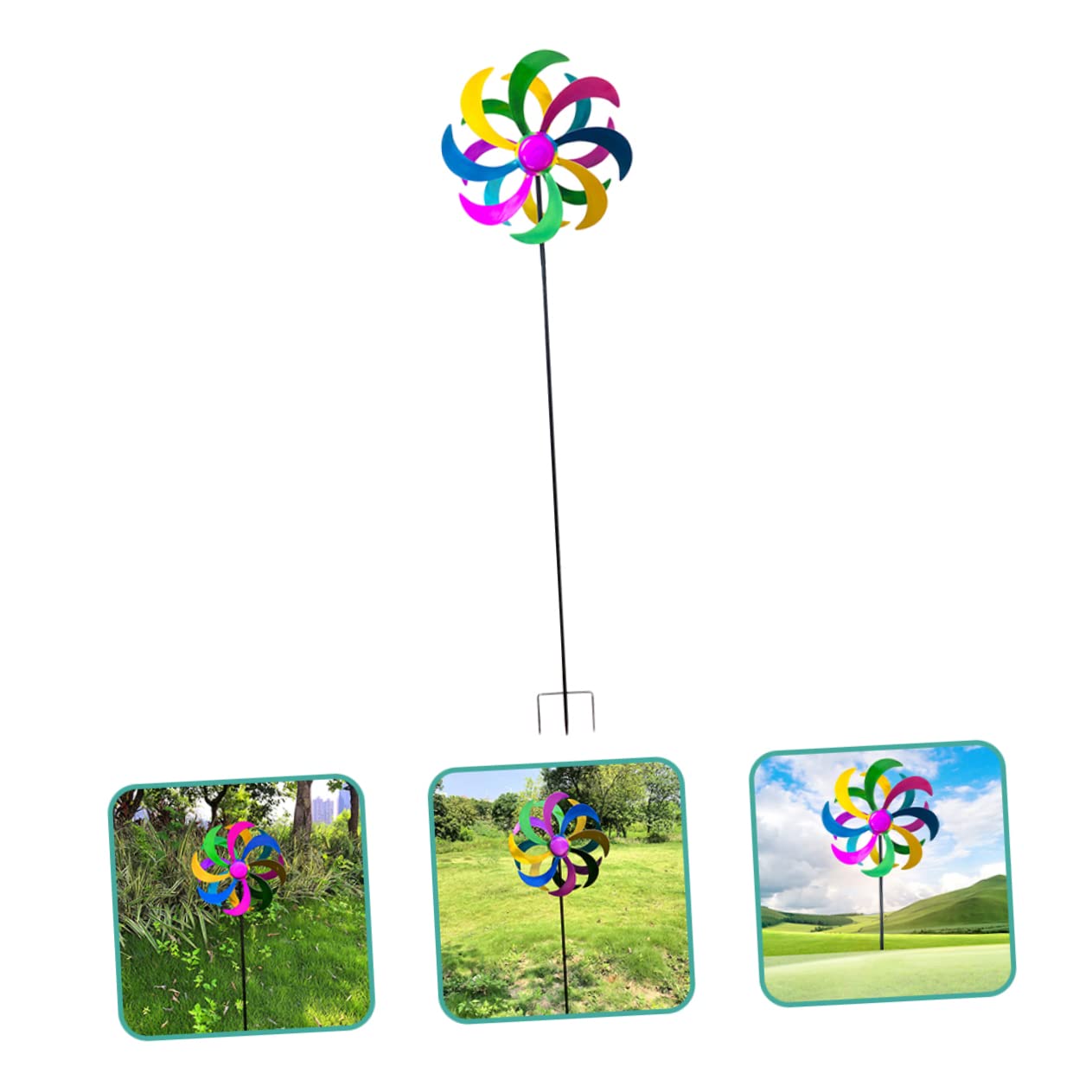 Toyvian Bunte Windmühlendekoration mit Steckstab aus Eisen, 1 Stück | Außendeko für Garten und Terrasse, Farbiges Design, für Kinder und Erwachsene