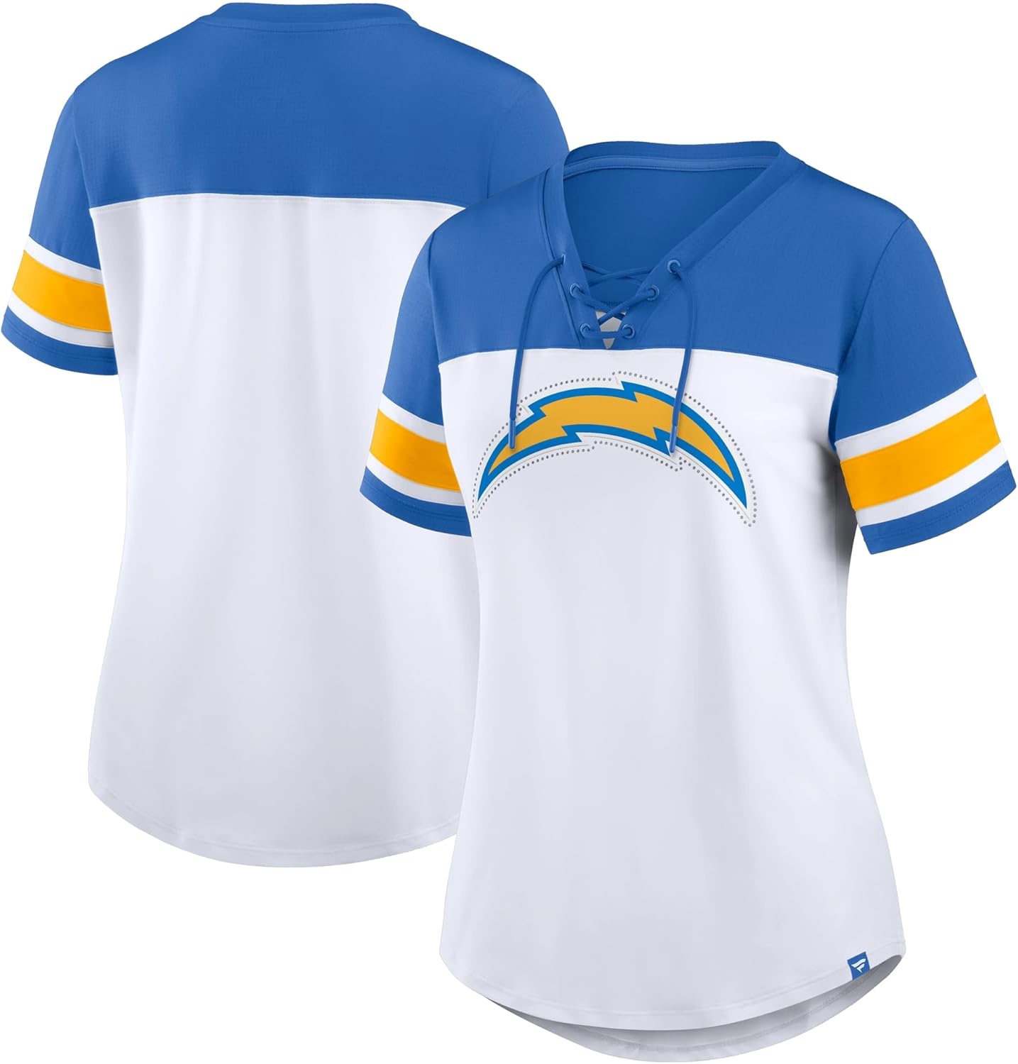Fanatics Women's NFL Athena Rhinestone Lace-Up V-Neck T-Shirt