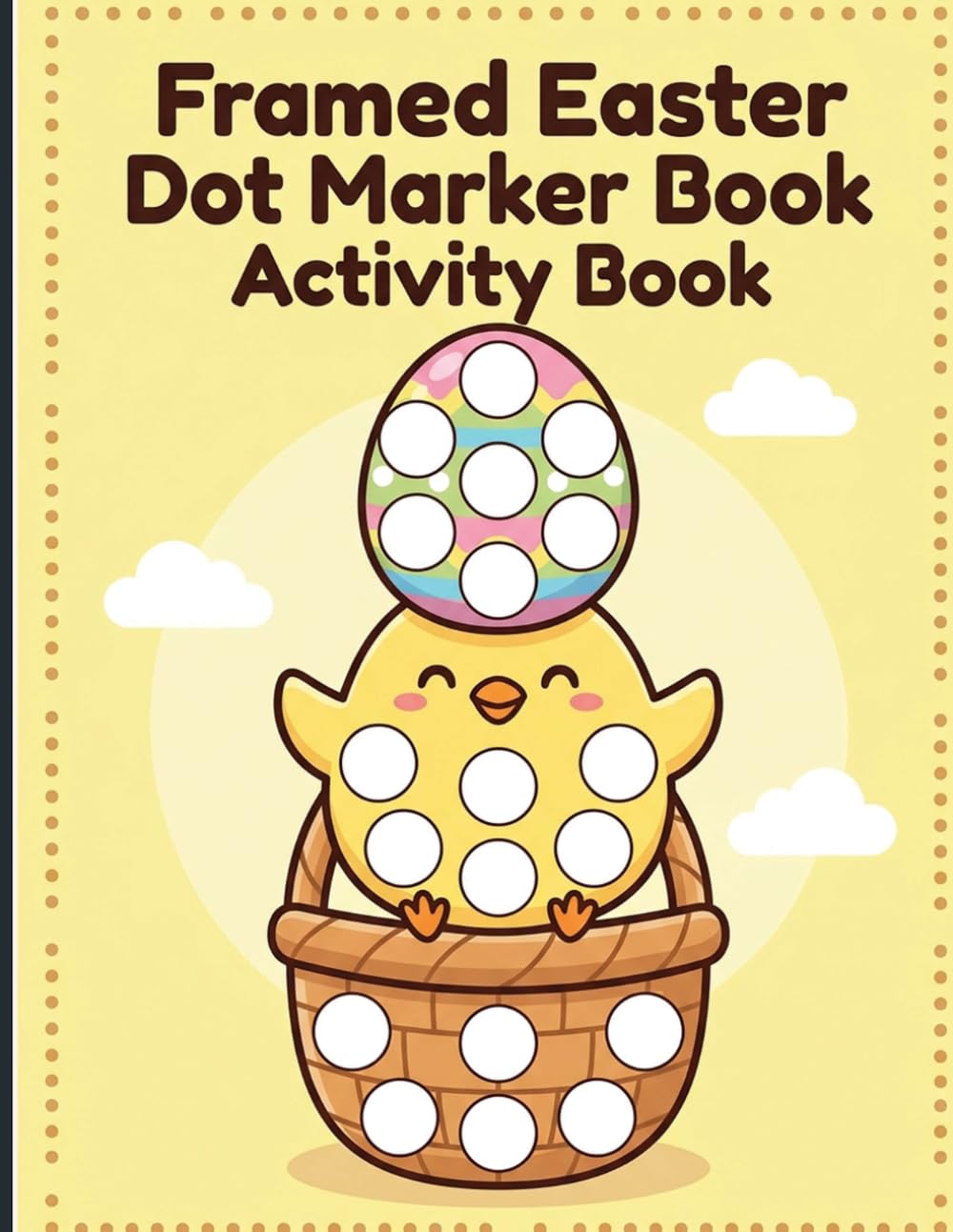 Framed Easter Dot Marker Book Activity Book: Cute Spring Basket Egg and Bunny Designs with Big Target Dots and Decorative Borders for Fun Paint Dauber Activities