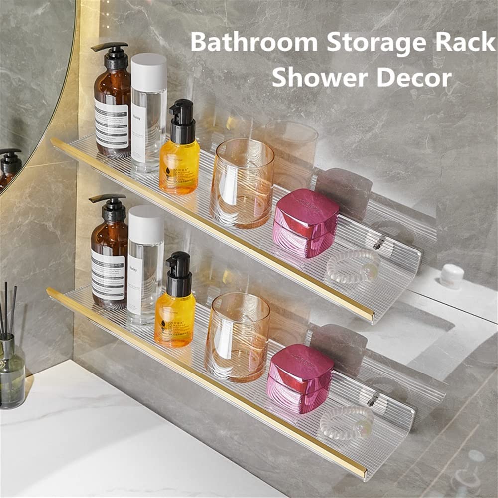 NevStp Hoek Douche Caddy Geen Ponsen Badkamer Plank Spiegel Front Organizer Plank Drijvende Planken Roestvrij Duurzaam Acryl Badkamer Cosmetica Opslag Rack Handdoek Plank Wandmontage Keuken Planken/a