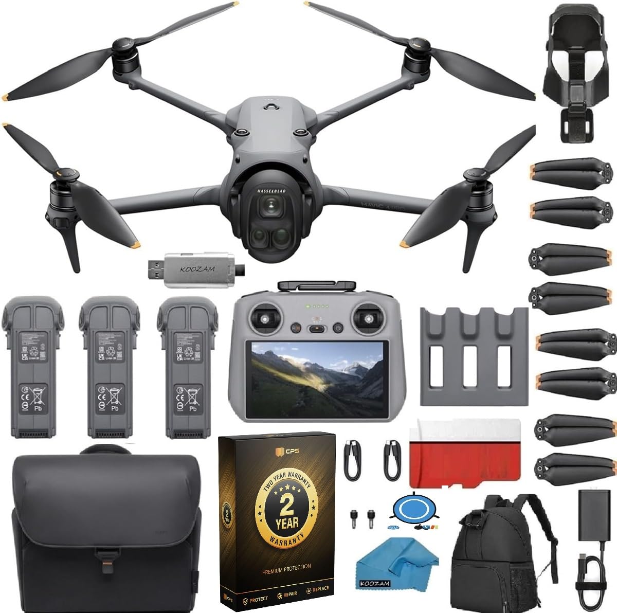 Mavic 4 PRO Drone Fly More Combo 6K60 HDR, 100MP, 51-Min Max Flight Time, 18.6-Mile Range, ActiveTrack 360 Subject/Vehicle Tracking, Omnidirectional Avoidance Bundle with 128GB Memory, Backpack Landing pad with 2 Year Extended Warranty
