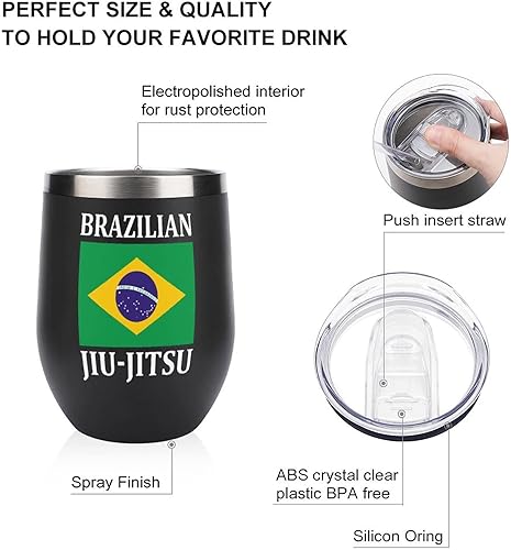 Miniatura 3 de Vaso de vino brasileño Jiu Jitsu para viaje, taza de café de acero inoxidable, taza aislada con tapa, regalo para hombres y mujeres, 12 onzas