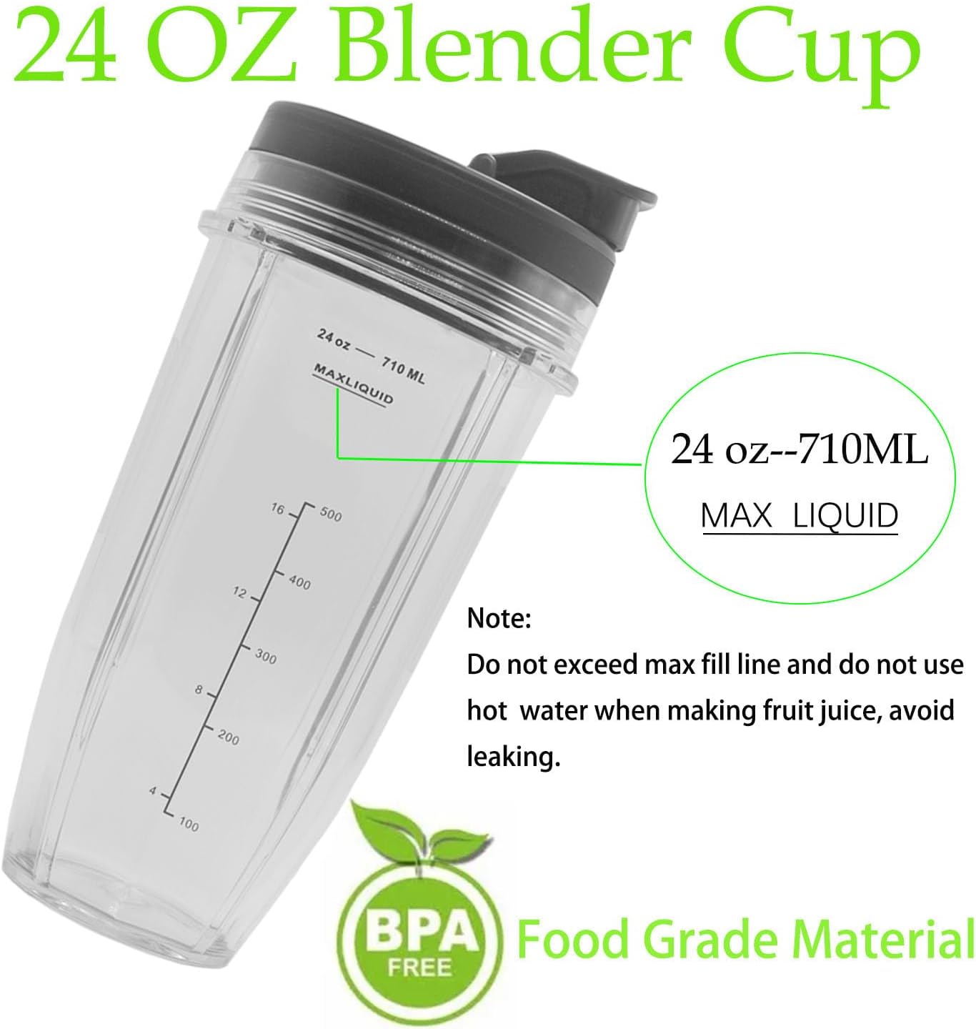 Ninja Replacement Blender Blade and 24oz Cups Only Compatible with Nutri Ninja SS101, SS150, SS151, SS300, SS350, SS351, CO351B, SS100, CO101B, SS400, SS401, Blender Replacement Parts