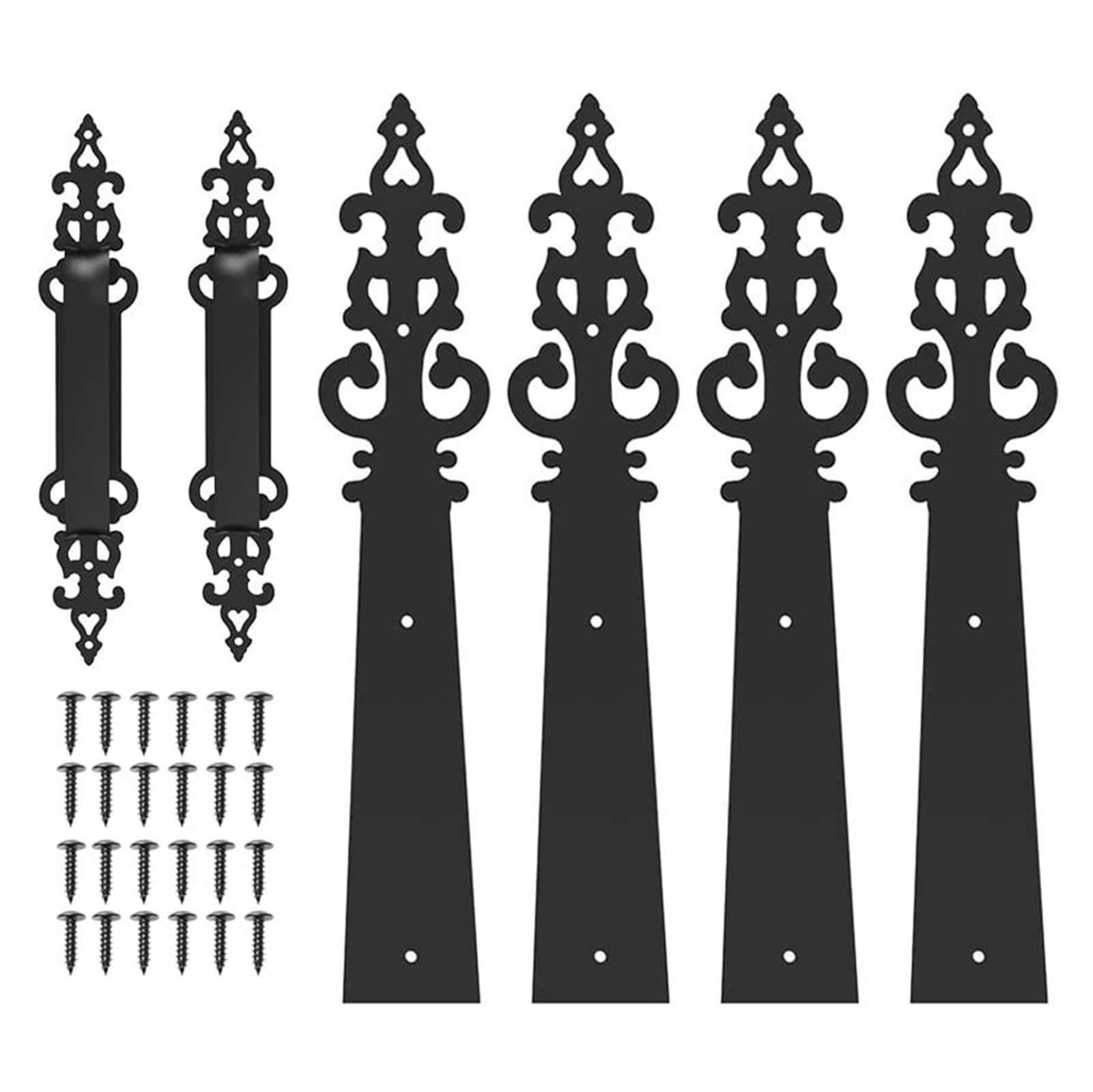 6Pcs/Set Garage Door Handle Hinges, Decorative Garage Door Hardware Kit for Garage Door Barn Door Hardware