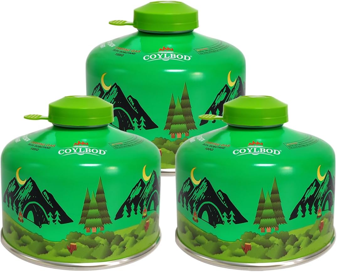 Isobutane Fuel Canister 100g, Camping Stove Fuel, Butane Camping Propane Mixture Blend Camping Fuel Gas (3 Pack)
