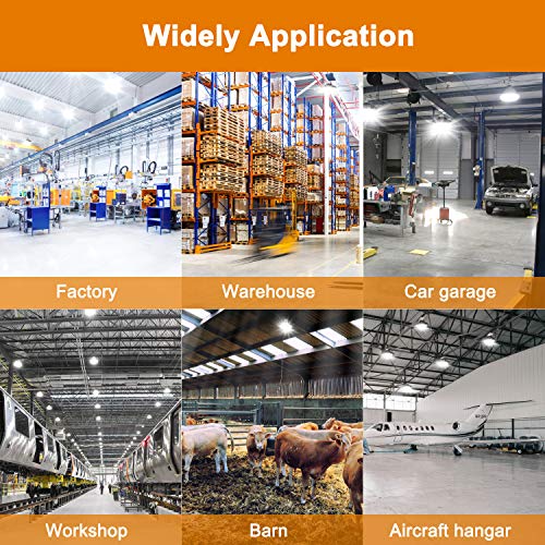 Led High Bay Light 100W 15,000Lm 5000K Daylight 400W Mh/Hps Equivalent With Us Plug 5’ Cable Ufo Led Shop Lights Commercial Warehouse Workshop Garage Factory Lowbay Area Lighting Fixture, Non-Dim #TOP6